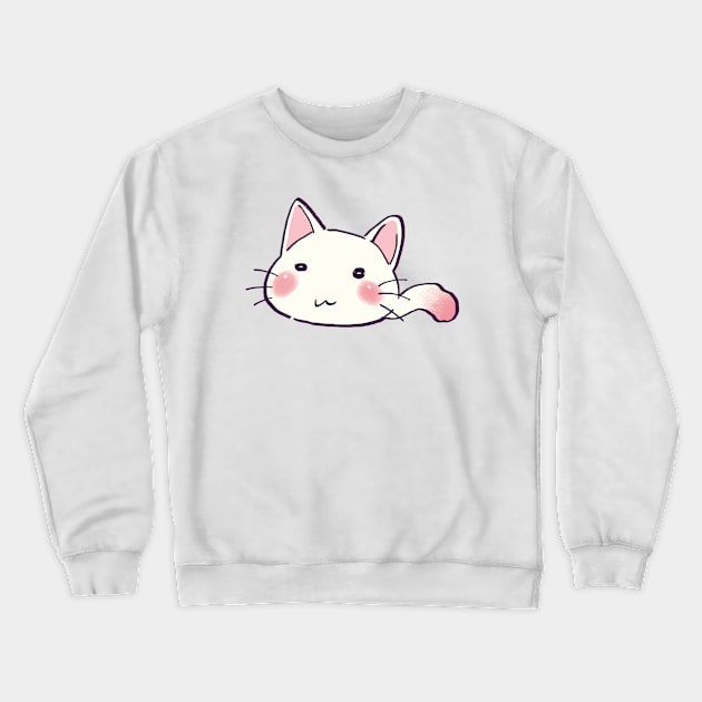 I draw lucky star white cat Crewneck Sweatshirt by mudwizard